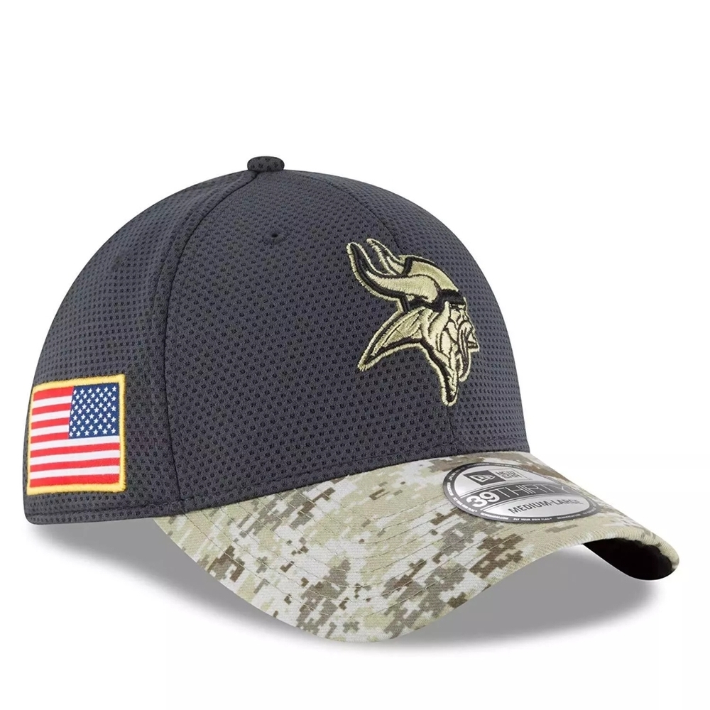 NFL Minnesota Vikings Salute to Service Green Camo New Era 39Thirty Flex Hat Cap